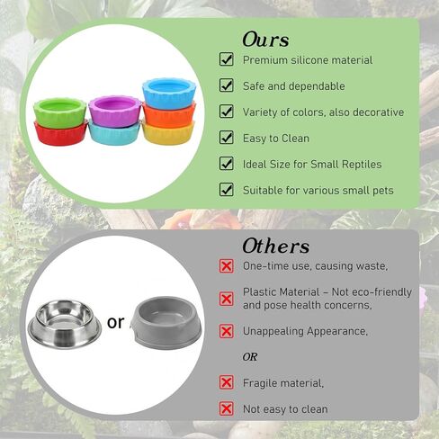 9 PCS Crested Gecko Food and Water Bowl Reusable Small Reptile Feeding Dish Gecko Tank Accessories for Hermit Crab Tarantula Isopods Lizard Easy Clean Silicone 7 Colors Includes Spoon in Kuwait