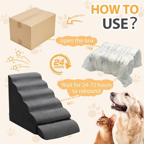 A.FATI Dog Stairs 30 Inches High for 30-36 Inch High Bed, 6-Tier 3-in-1 Foam Pet Steps with Non-Slip Bottom, Detachable Washable Cover, Dog Ramp for Small Old Short-Legged Dogs Up to 50 Lbs in Kuwait