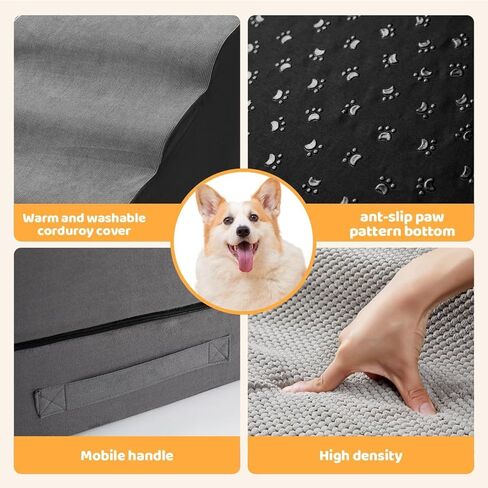 A.FATI Dog Stairs 30 Inches High for 30-36 Inch High Bed, 6-Tier 3-in-1 Foam Pet Steps with Non-Slip Bottom, Detachable Washable Cover, Dog Ramp for Small Old Short-Legged Dogs Up to 50 Lbs in Kuwait