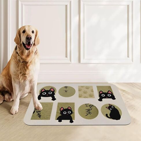 1Pc Cat Pattern Pet Feeding Mat - Absorbent Easy Clean Food Bowl Mat for Kitty and Puppy Mealtime 11.8x15.7in（AB-015） in Kuwait