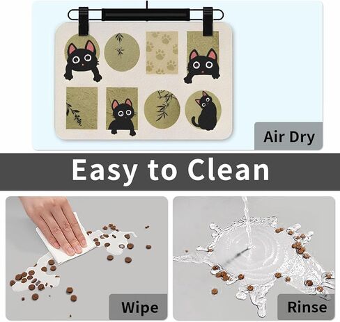 1Pc Cat Pattern Pet Feeding Mat - Absorbent Easy Clean Food Bowl Mat for Kitty and Puppy Mealtime 11.8x15.7in（AB-015） in Kuwait