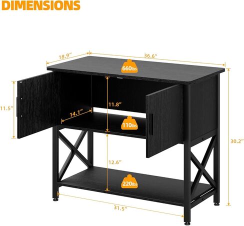 APPOLYN 40-50 Gallon Aquarium Stand, Fish Tank Stand with Cabinet Storage, Metal Turtle Reptile Tank Stand, Fish Tank Accessories Storage, 36.6" L*18.9" W Tabletop, Black in Saudi Arabia