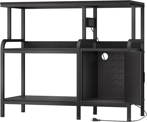 40 Gallon Fish Tank Stand with Power Outlet, Heavy Duty 3-Tier Aquarium Stand,Reptile Terrarium Stand with Storage Cabinet, 36.8"×18.5" Metal Sturdy Steel Frame, 750lbs Capacity, Black in Kuwait