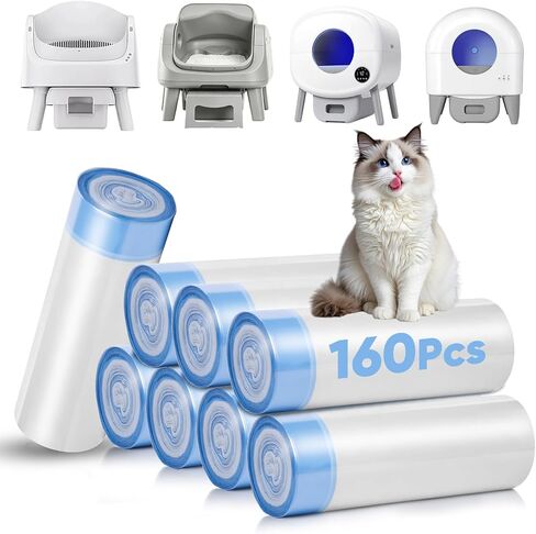 160 Count Cat Litter Box Liners Compatible with PetPivot AutoScooper 11/12 & Cumrige & Fsitego & Fumoi Self Cleaning Litter Box, Cat Litter Liners for Automatic Litter Box, 25.98" x 11.81" in Kuwait