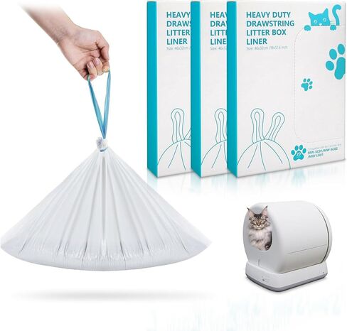 60Pcs Cat litter bags Liners, Drawstring Receptacles Bags Compatible With For Meo. Want Self-cleaning Cat Litter Box MW-SC01 MW-SC02 MW-LR01,Tear-free Leak-proof 18" x 12.6" in Kuwait