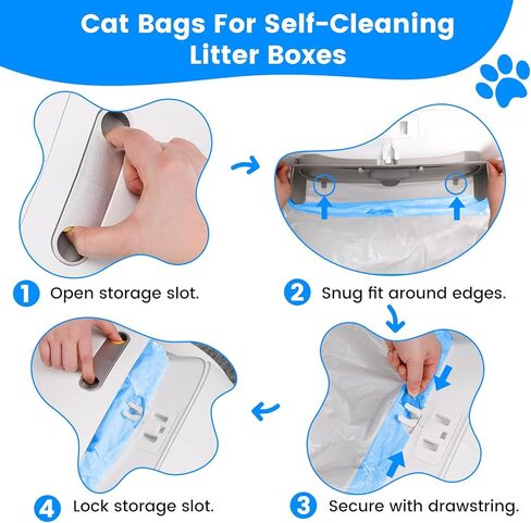 60Pcs Cat litter bags Liners, Drawstring Receptacles Bags Compatible With For Meo. Want Self-cleaning Cat Litter Box MW-SC01 MW-SC02 MW-LR01,Tear-free Leak-proof 18" x 12.6" in Kuwait