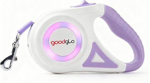 16ft Retractable Dog Leash with LED Light, Nylon Tape Lead for Medium Dogs Up to 60lbs, One-Hand Brake (Purple) in Kuwait