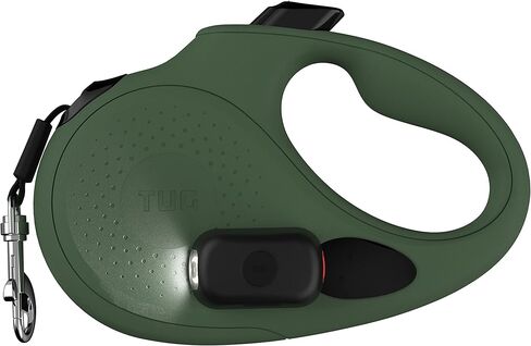 TUG Oval 360° Tangle-Free Retractable Dog Leash | Flashlight Included | Integrated Waste Bag Dispenser Pocket (Small, Black) in Saudi Arabia