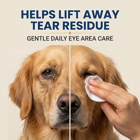 Dog Eye Wipes - 200 Count Pet Tear Stain Wipes for Dogs and Cats, Soft Round Pads for Daily Eye Cleaning Discharge Crust Debris in Kuwait