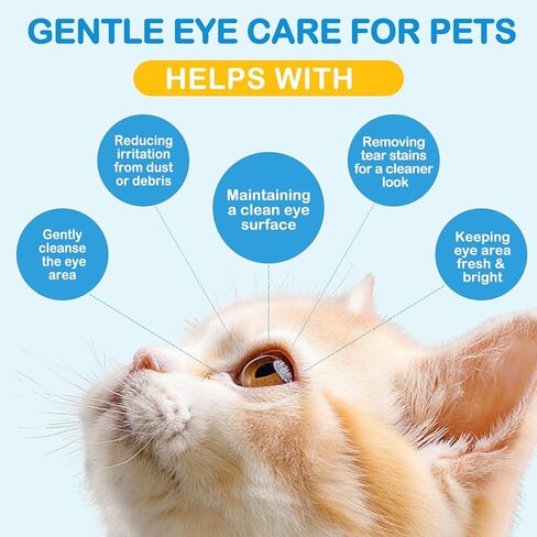 Daiasns Cataract Drops for Dogs, Eye Drops for Eye Infection Treatment, Relieving Itching & Irritation, Vet-Recommended Pink Eyes and Tear Stain Cleaner for Dogs and Cats - 3.38oz in Kuwait