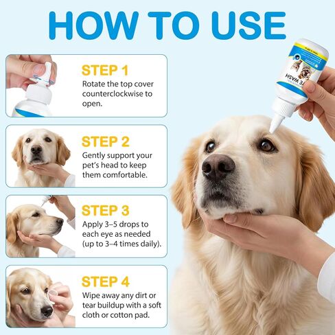 Daiasns Cataract Drops for Dogs, Eye Drops for Eye Infection Treatment, Relieving Itching & Irritation, Vet-Recommended Pink Eyes and Tear Stain Cleaner for Dogs and Cats - 3.38oz in Kuwait