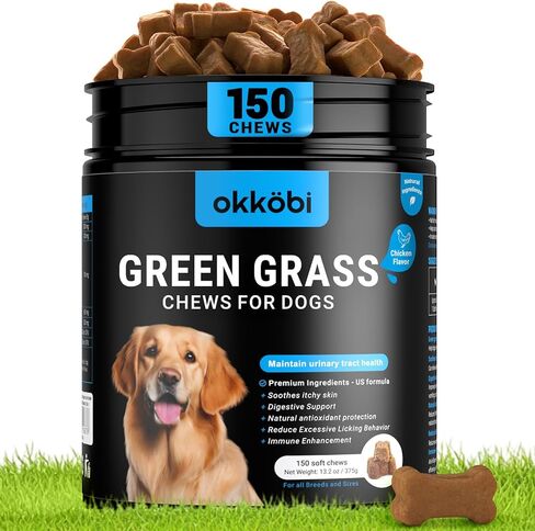 Dog Urine Neutralizer for Lawn - 150 Chews - Advanced Green Grass Dog Chews - Canine Pee Grass Saver - Green Lawn Treats with Natural Ingredients & Digestive Enzymes - Chicken in Kuwait