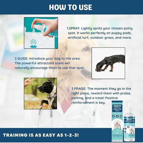 Advanced Potty Training Spray for Dogs & Puppies - Long-Lasting Pheromone Attractant - Housebreaking Aid for Artificial Grass, Pee Pads & Outdoor Lawns - Puppy Essentials,100ML in Kuwait