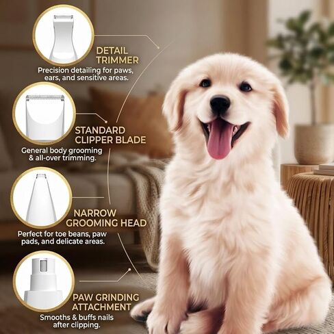 Dog Clippers for Grooming, IPX7 Waterproof Low Noise Dog Grooming Kit for Dogs & Cats, Cordless USB Rechargeable Pet Hair Clipper, Paw Trimmer & Nail Grinder, Professional Grooming Set for Home Use in Kuwait