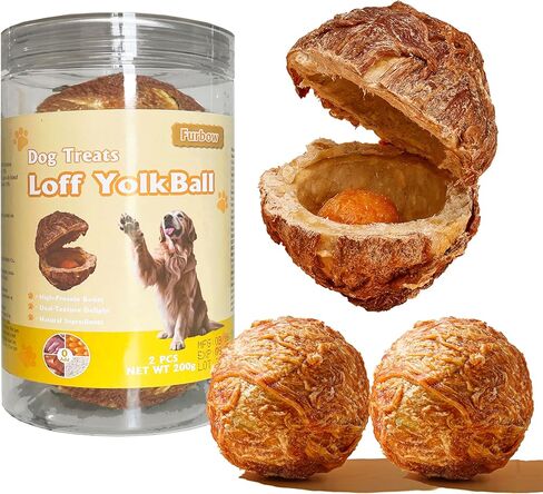 Dog Treats,2 Pcs Duck Wrapped Rawhide Spherica with Egg Yolk Center,Long-Lasting Chews for Medium & Large Dogs,200g in Kuwait