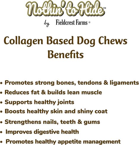 Fieldcrest Farms Nothin’ to Hide Small Roll Dog Chews, 5" Bacon Flavor, 2 Pack – Highly Digestible Collagen Rolls for Moderate Chewers Under 35lbs in Kuwait
