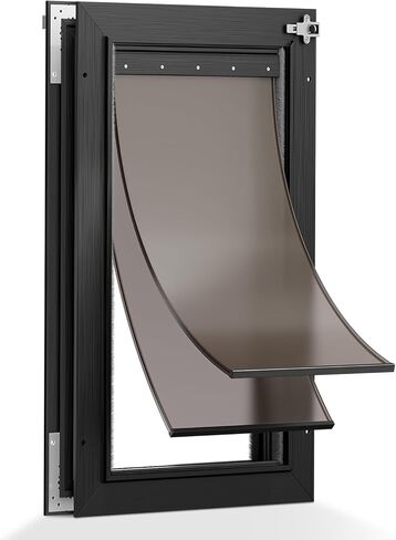 Large Dog Door for Door, Aluminum Alloy Doggy Door, Heavy-Duty Doggie Door, Black Pet Door with Adjustable Tunnel, Dual Magnetic Flaps & Closing Panel & Double-Sided Locks, Pet Up to 110 LB in Kuwait