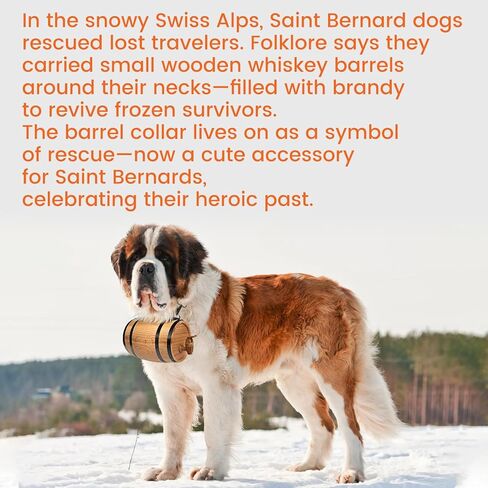 St Bernard Rescue Barrel Collar for Medium & Large Dogs, 500ml Mini Keg with Adjustable Hoops, Saint Bernard Whiskey Barrel Collar for Pet Accessories in Kuwait