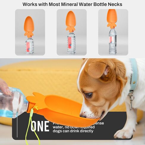 Li & Zhao Portable Dog Water Bottle Dispenser - Leak Proof Portable Water Bowl for Dog Foldable Carrot Water Bowl Travel Silicone Pet Dispenser for Puppy Cats Pets Outdoor Walking, Hiking, Travel in Kuwait