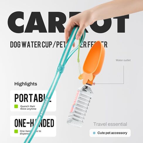 Li & Zhao Portable Dog Water Bottle Dispenser - Leak Proof Portable Water Bowl for Dog Foldable Carrot Water Bowl Travel Silicone Pet Dispenser for Puppy Cats Pets Outdoor Walking, Hiking, Travel in Kuwait