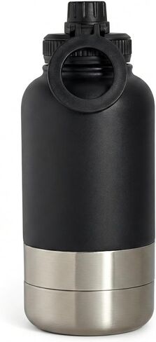 Portable Dog Water Bottle - 3 in 1 Insulated Stainless Steel Travel Bowl & Food Dispenser with Leak Proof Magnetic Lid - Dog Accessories for Walking, Hiking, Outdoor, Camping (32oz Black) in Kuwait