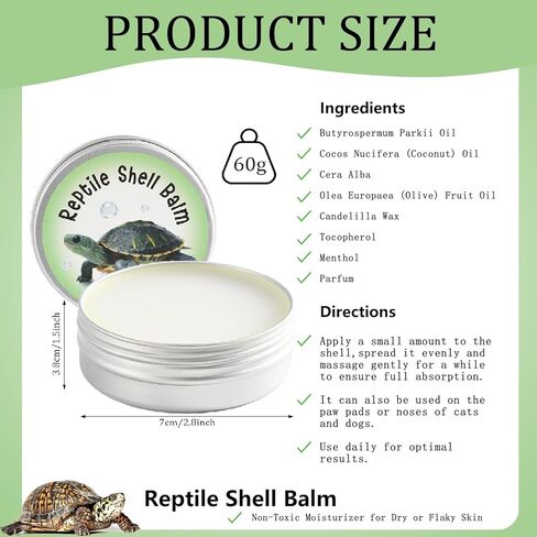 Reptile Shell Balm 2 oz Turtle Shell Care Conditioner Skin Moisturizer Cream for Tortoise Habitat Accessories, Lizard, Reptiles in Dry Environment Prevent Skin Dryness on Basking Platform, Tank, Rock in Kuwait