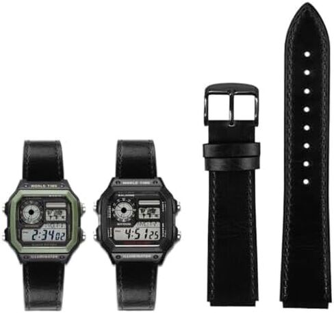 Yuanshxm-18mm ملائمة لـ Casio G-Shock AE-1200WH/1300/1000/A159/A158 AQ-S810W MRW-200H Band حزام جلدي أصلي لرجال الساقية الرجعية in Kuwait