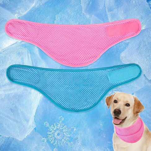 EXPAWLORER Dog Cooling Bandana - 2 Pack Instant Cooling Dog Bandanas, Chill Out Pet Cool Scarf Summer Essentials Ice Neck Cooler Wrap, Prevent Sunstroke for Small Medium Large Dogs, Navy Green L in Kuwait
