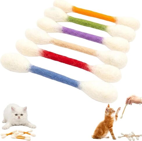 6-Pack Cat Qtip Toy, Cotton Swabs Cat Toys with Catnip, Giant Qtip Cats Toy for Boredom Durable Dental Teething Ropes, Big Interactive Felt Kitty Kicker Play Lover Gift Accessories (Mixed) in Saudi Arabia