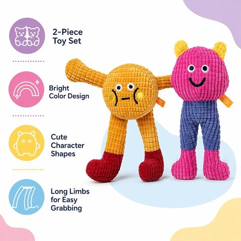 waithem Cat&Dog Chew Toys with Catnip Inside, Ecofriendly Material Made, Crinkle Paper & Squeaky Ball Inside, Waffle and Baby Toy Combination Packaging, Cuddles Meow Chompclean, 2 Pack in Kuwait