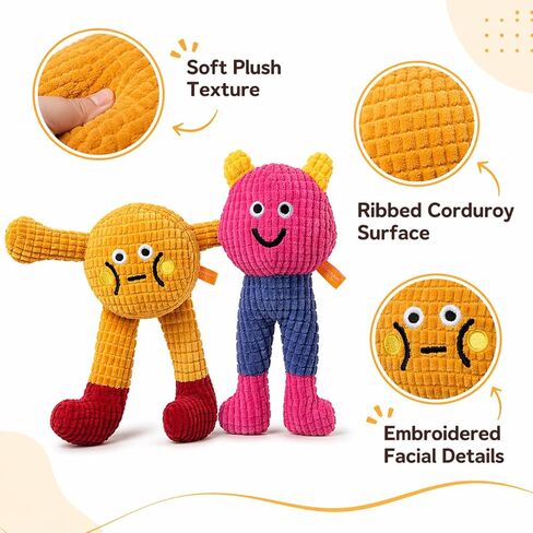waithem Cat&Dog Chew Toys with Catnip Inside, Ecofriendly Material Made, Crinkle Paper & Squeaky Ball Inside, Waffle and Baby Toy Combination Packaging, Cuddles Meow Chompclean, 2 Pack in Kuwait