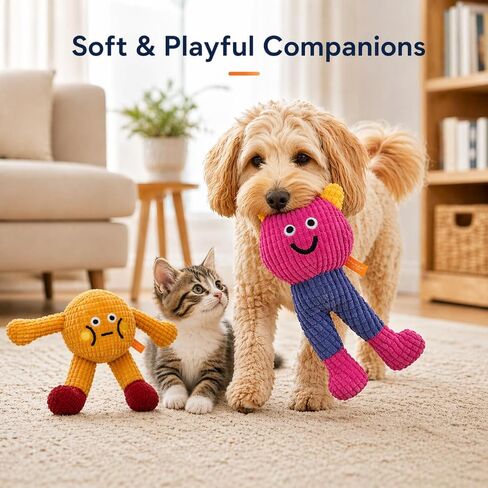 waithem Cat&Dog Chew Toys with Catnip Inside, Ecofriendly Material Made, Crinkle Paper & Squeaky Ball Inside, Waffle and Baby Toy Combination Packaging, Cuddles Meow Chompclean, 2 Pack in Kuwait