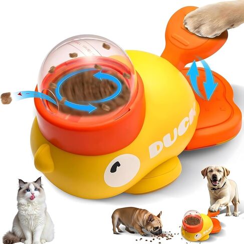 Cat Puzzle Treat Dispenser,Interactive Dog Puzzle Treat Feeder,Duck-Shaped Puzzle Toy Prevents Bloating,Food Puzzle Slow Feeder Adjustable Food Outlet for Small Cats,Dogs,Other Pets (Yellow) in Kuwait