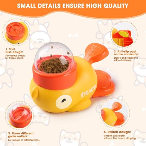 Cat Puzzle Treat Dispenser,Interactive Dog Puzzle Treat Feeder,Duck-Shaped Puzzle Toy Prevents Bloating,Food Puzzle Slow Feeder Adjustable Food Outlet for Small Cats,Dogs,Other Pets (Yellow) in Kuwait