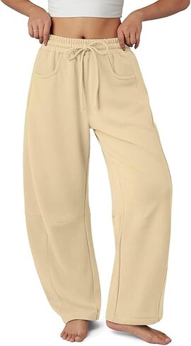 Barrel Sweatpants Women Casual Baggy Elastic Waisted Pants Wide Leg Gym Trousers with Pockets in Saudi Arabia