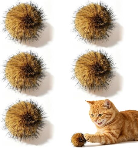 5pcs Cat Toy Faux Rabbit Fur Ball,Soft Fluffy Rabbit Fur Catnip Ball,Washable & Fun to Chase for Interactive Bonding in Kuwait