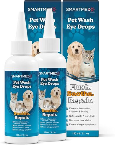Large Pet Eye Wash 5.1 oz Gentle Eye Irritation Solution for Pets Removes Dirt, Debris & Tear Stains Safe for Daily Use in Saudi Arabia