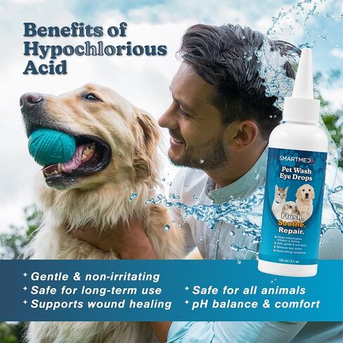 Large Pet Eye Wash 5.1 oz Gentle Eye Irritation Solution for Pets Removes Dirt, Debris & Tear Stains Safe for Daily Use in Saudi Arabia