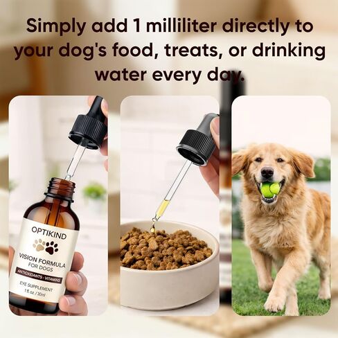 قطرات رؤية Optikind للكلاب، قطرات للكلاب مع تركيبة مضادة للأكسدة، أستازانتين، لوتين وزيت أوميغا 3 مضاف، دعم صحي يومي، تعزيز المناعة (60 مل) (1) in Kuwait
