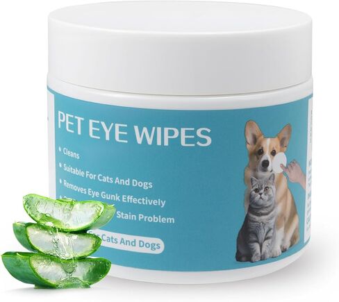 Pet Eye Cleaning Wipes, Suitable for Dogs and Cats, Remove Tear Stains, Debris, and Secretions, Reduce Tear Marks, Gentle and Hypoallergenic Formula, 100 Count in Kuwait