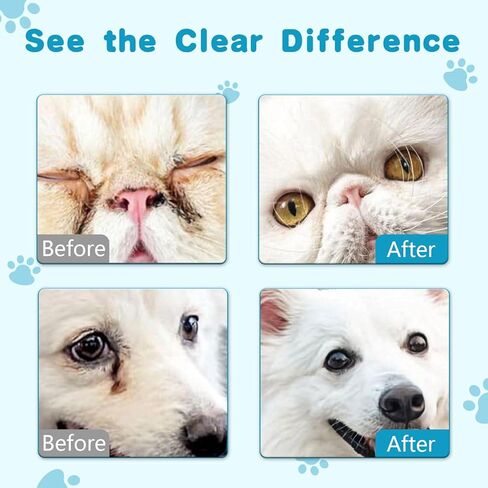 Pet Eye Cleaning Wipes, Suitable for Dogs and Cats, Remove Tear Stains, Debris, and Secretions, Reduce Tear Marks, Gentle and Hypoallergenic Formula, 100 Count in Kuwait