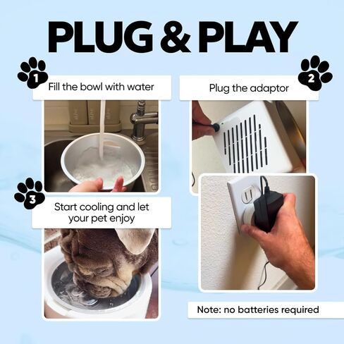 1.2L Cooling Dog Water Bowl – Plug-in Refrigerated Pet Bowl for Large, Medium, Small Dogs – Non-Slip Base, Dishwasher Safe, Keeps Water Cold for Summer Hydration in Saudi Arabia