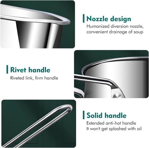 304 Stainless Steel Deep Fryer Pot with Basket, Stove Top Deep Fryer with Easy Grip Handle, Large Capacity Multifunctional Oil Strainer Pot For Frying Fish Shrimp Fries Chicken(Silver) in Kuwait