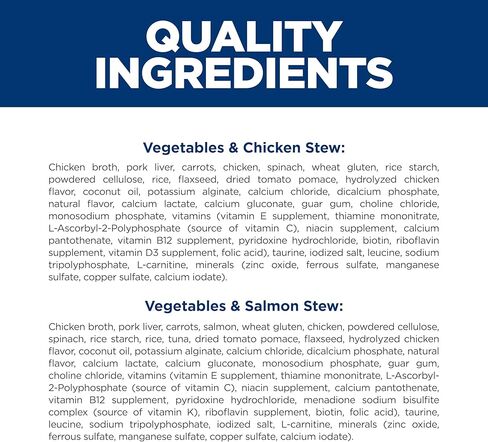 Hill's Science Diet Adult 1-6 Perfect Weight Wet Cat Food, Variety Pack: Chicken & Vegetables, Salmon & Vegetables Stew, 2.8 oz. Pouch, 12-Pack in Kuwait