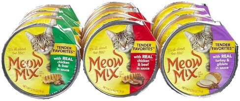 Meow Mix Market Select Cat Food, Beef & Poultry Variety Pack, 12 cups, 2.75 oz each in Kuwait