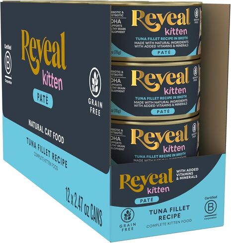 Reveal Natural Wet Kitten Food Paté, Grain Free Recipe with Added Vitamins, Minerals & DHA, Supports Healthy Digestion, Chicken Breast Paté (12 x 2.47 oz Cans) in Saudi Arabia