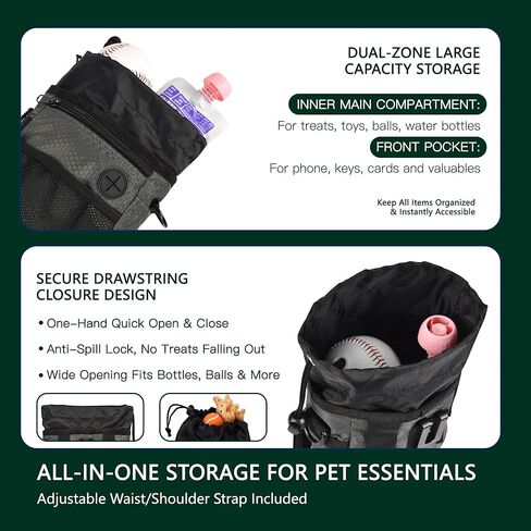 Dog Training Treat Pouch Hands-Free Waterproof Pet Training Snack Bag with Adjustable Waist Shoulder Strap for Dog Walking Training Hiking Outdoor in Kuwait