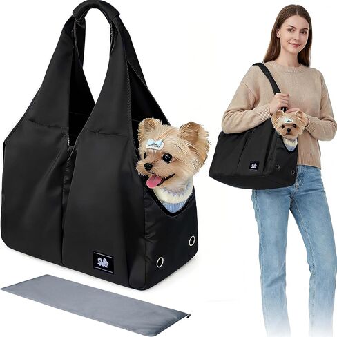 Dog Purse Carrier for Small Dogs Cats & Puppies, Soft-Sided Collapsible Pet Bag with 4 Large Pockets & Support Cushion, Breathable Lightweight Travel Carrier Fits Pets up to 13 lbs, Beige in Kuwait
