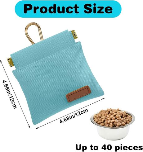 Dog Treat Pouch, Portable Puppy Blue Pocket Sized Dog Training Treat Bag, Hand Free Walking Bag, Auto Closing Pet Feed Snack Reward Pocket, Food Dispenser for Pet Puppy Travel or Outdoor Use in Kuwait