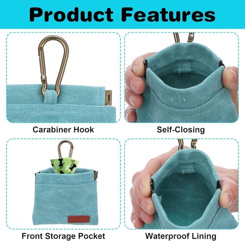 Dog Treat Pouch, Portable Puppy Blue Pocket Sized Dog Training Treat Bag, Hand Free Walking Bag, Auto Closing Pet Feed Snack Reward Pocket, Food Dispenser for Pet Puppy Travel or Outdoor Use in Kuwait